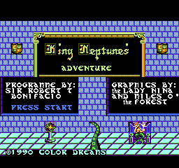 King Neptune's Adventure title screen for NES